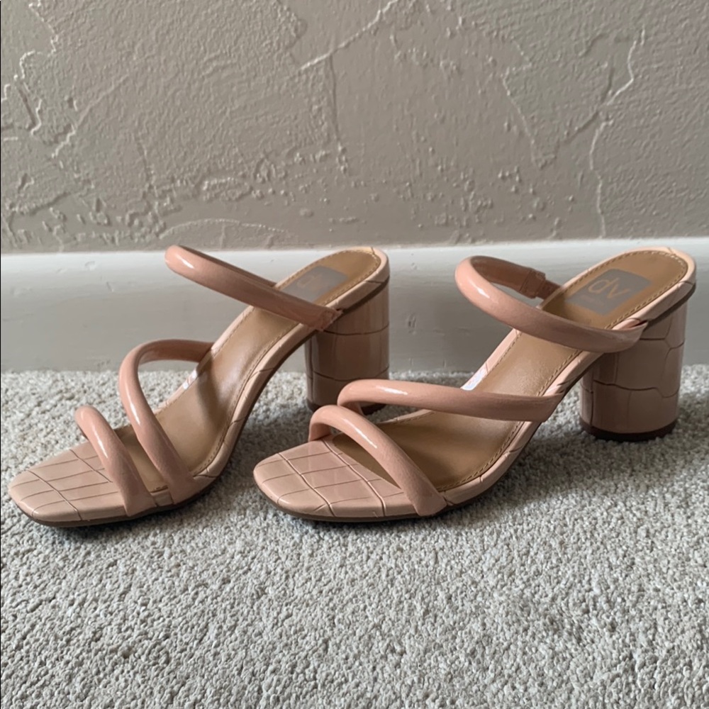 Myla DV by Dolce Vita Tan Pink Heeled Sandals with Block Heel